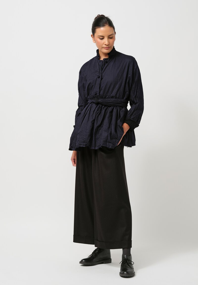 Daniela Gregis Washed Cotton & Wool Campanella Jacket in Nero Navy Blue	