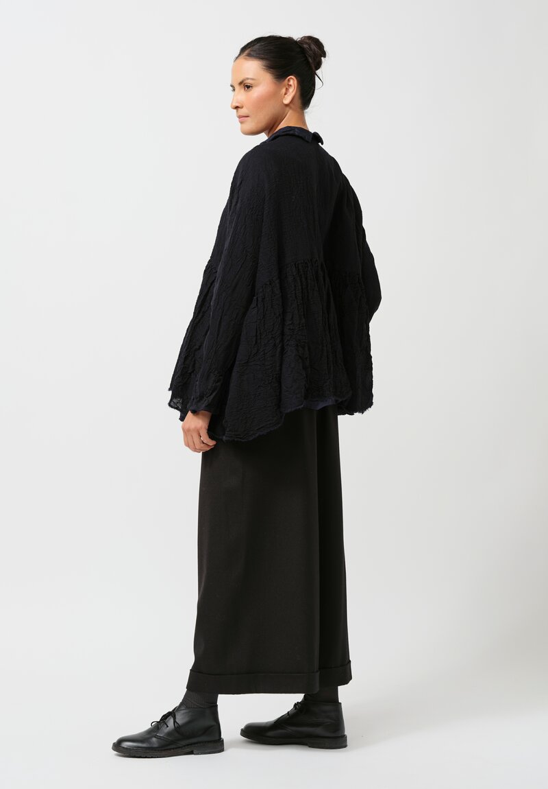 Daniela Gregis Washed Cotton & Wool Campanella Jacket in Nero Navy Blue	