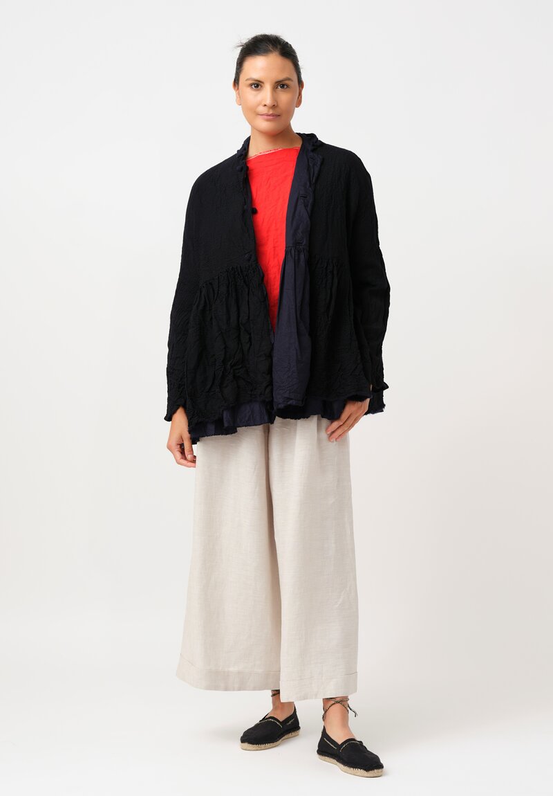 Daniela Gregis Washed Cotton & Wool Campanella Jacket in Nero Navy Blue	