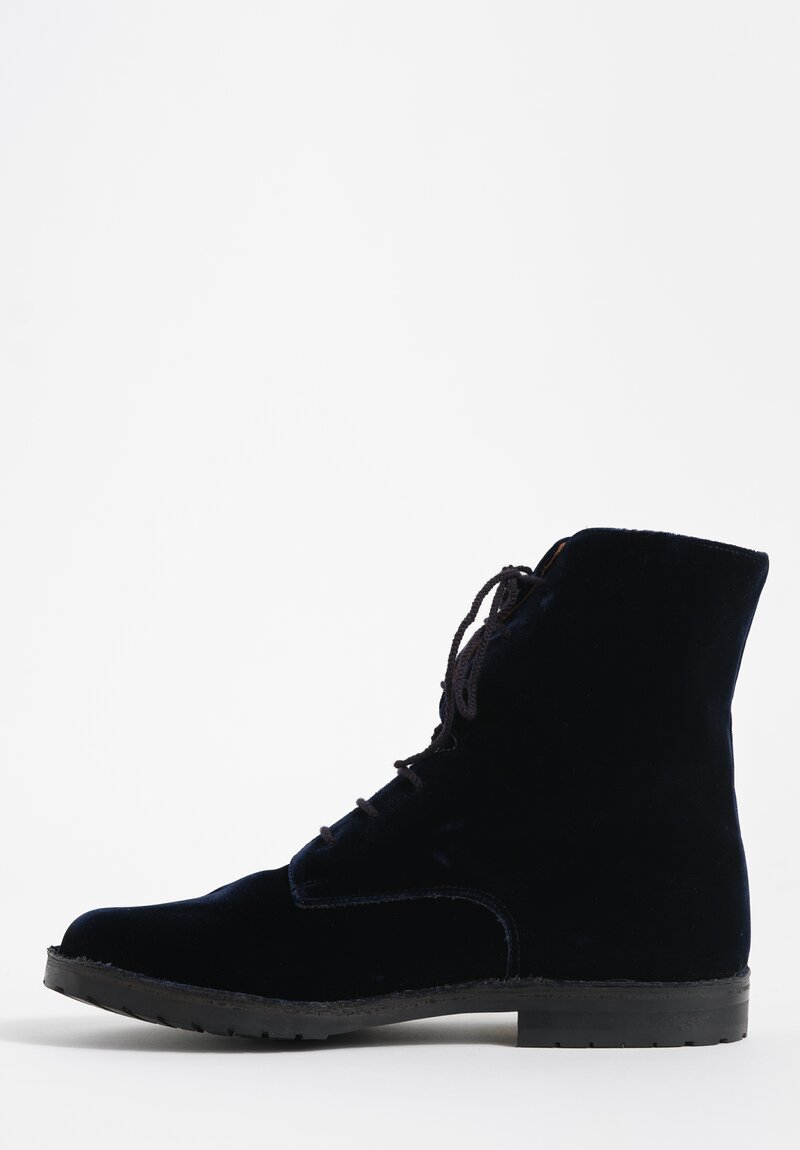 Daniela Gregis Cotton Velvet Anfibio Boots in Navy Blue	