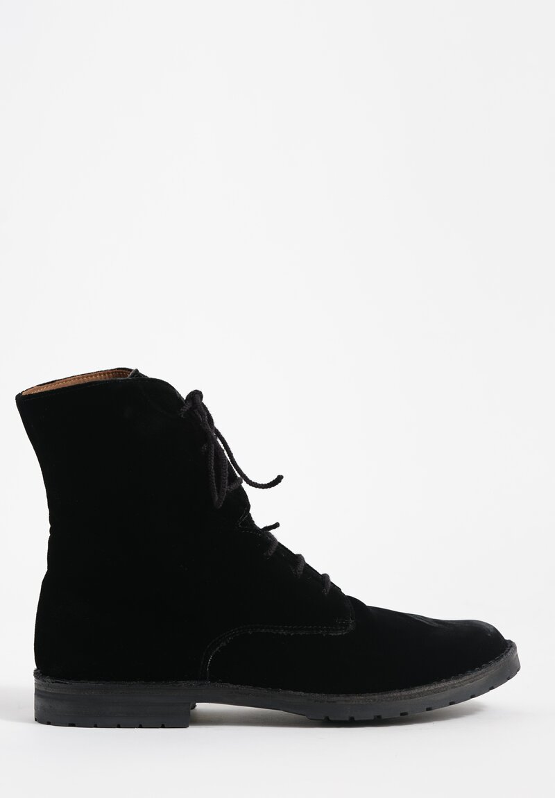 Daniela Gregis Fleece Lined Suede Anfibio Boots in Nero Black	