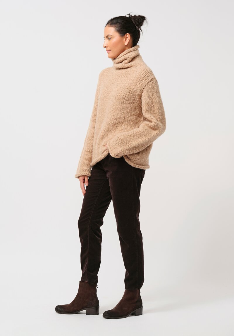 Lauren Manoogian Hand Knit Funnel Neck Sweater in Camel Natural	