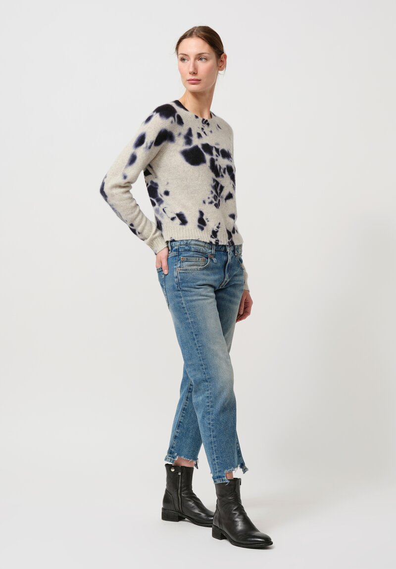 Suzusan Cashmere Madara Shibori Sweater in Light Grey & Black	