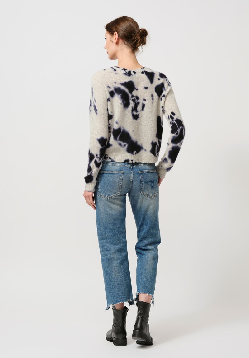 Suzusan Cashmere Madara Shibori Sweater in Light Grey & Black	