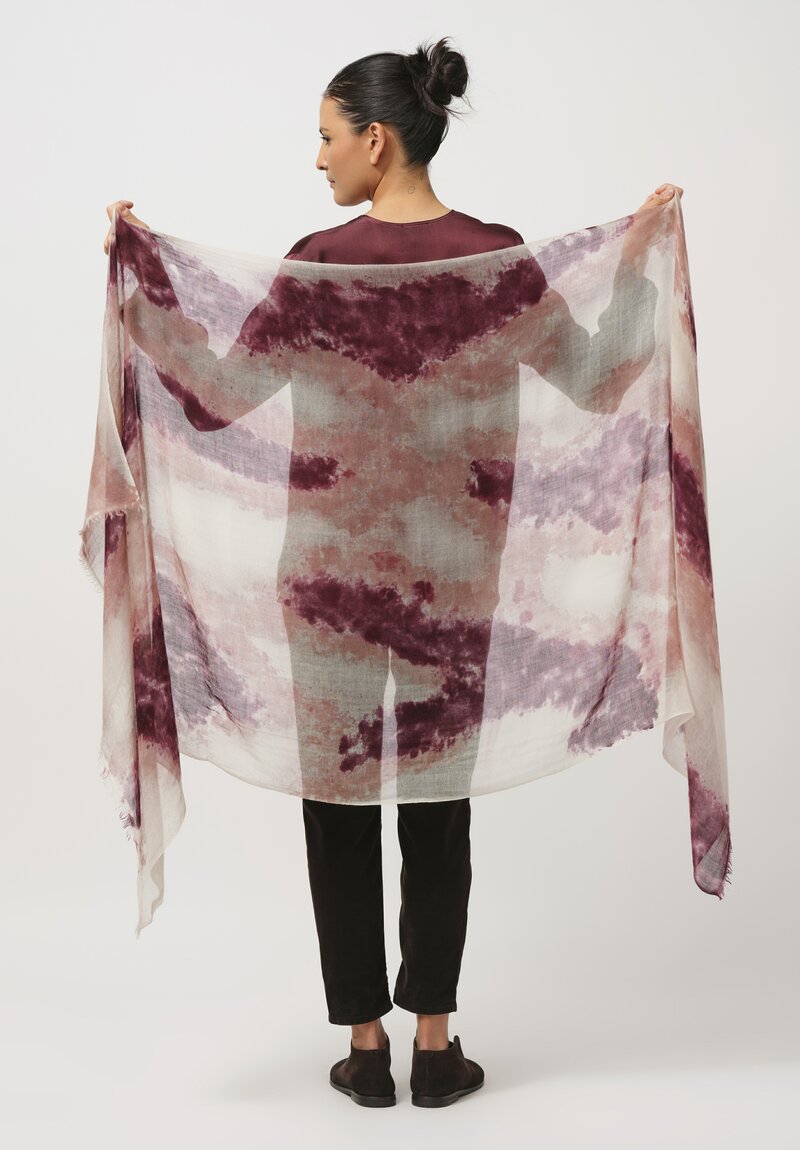 Avant Toi Hand-Painted Cashmere Nuvola Scarf in Quarzo Purple & Grey	