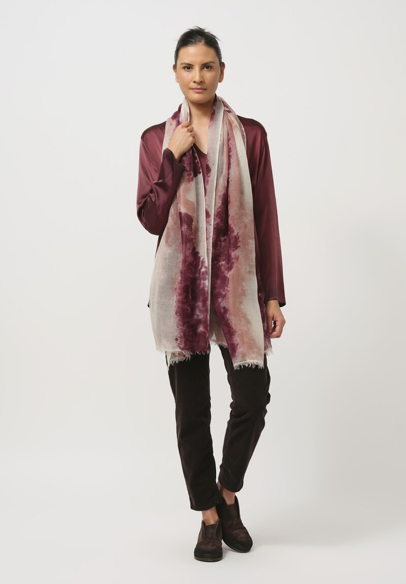 Avant Toi Hand-Painted Cashmere Nuvola Scarf in Quarzo Purple & Grey	