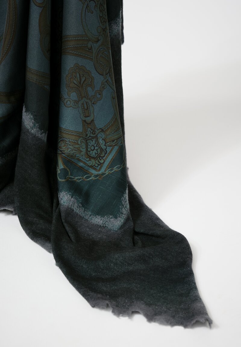 Avant Toi One-of-a-Kind Cashmere & Silk Quadrello Scarf in Verderame Green Bridle	