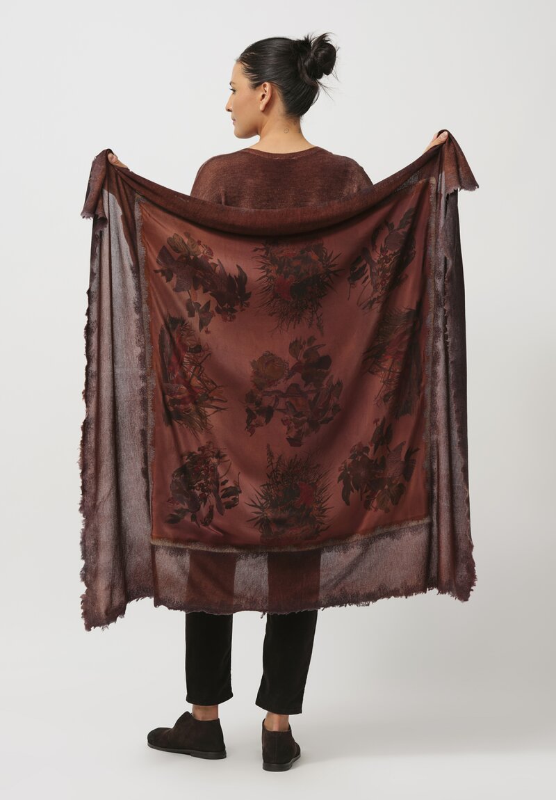 Avant Toi One-of-a-Kind Cashmere & Silk Quadrello Scarf in Ambra Brown Audubon	