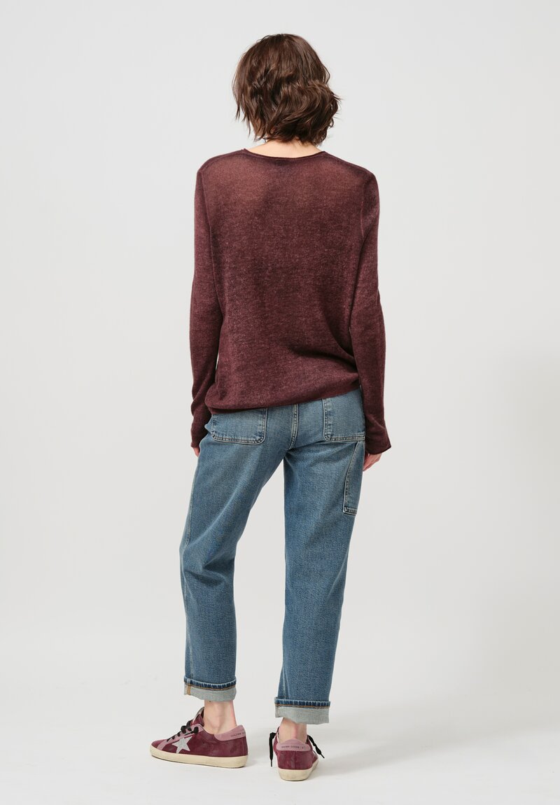 Avant Toi Cashmere V-Neck Garza Sweater in Nero Agata Purple