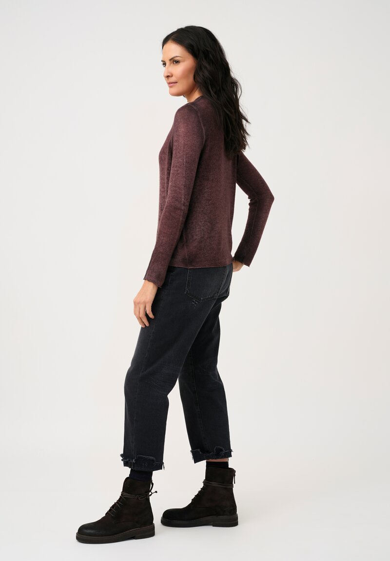 Avant Toi Cashmere V-Neck Garza Sweater in Nero & Agata Purple