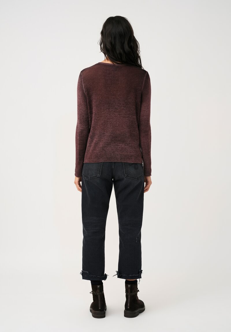 Avant Toi Cashmere V-Neck Garza Sweater in Nero & Agata Purple