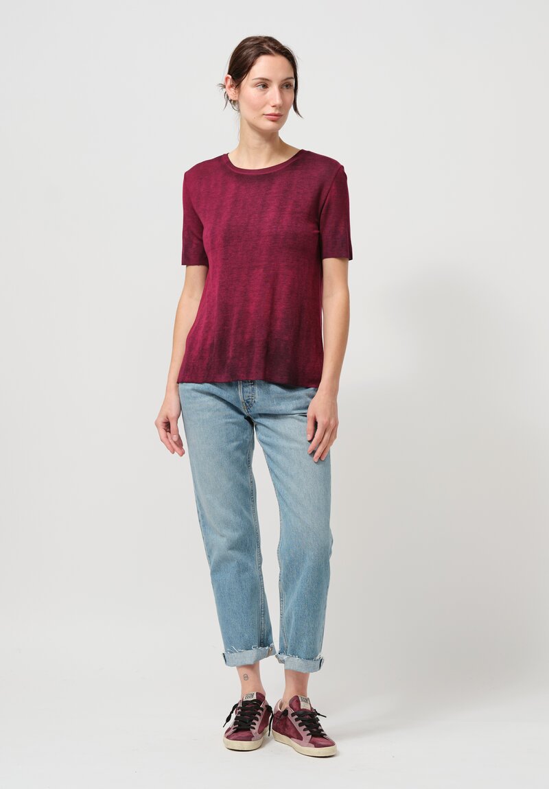 Avant Toi Hand-Painted Rib Knit Tee in Nero Sichuan Purple