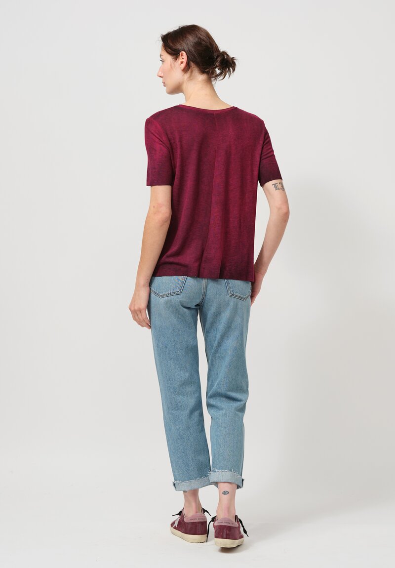 Avant Toi Hand-Painted Rib Knit Tee in Nero Sichuan Purple