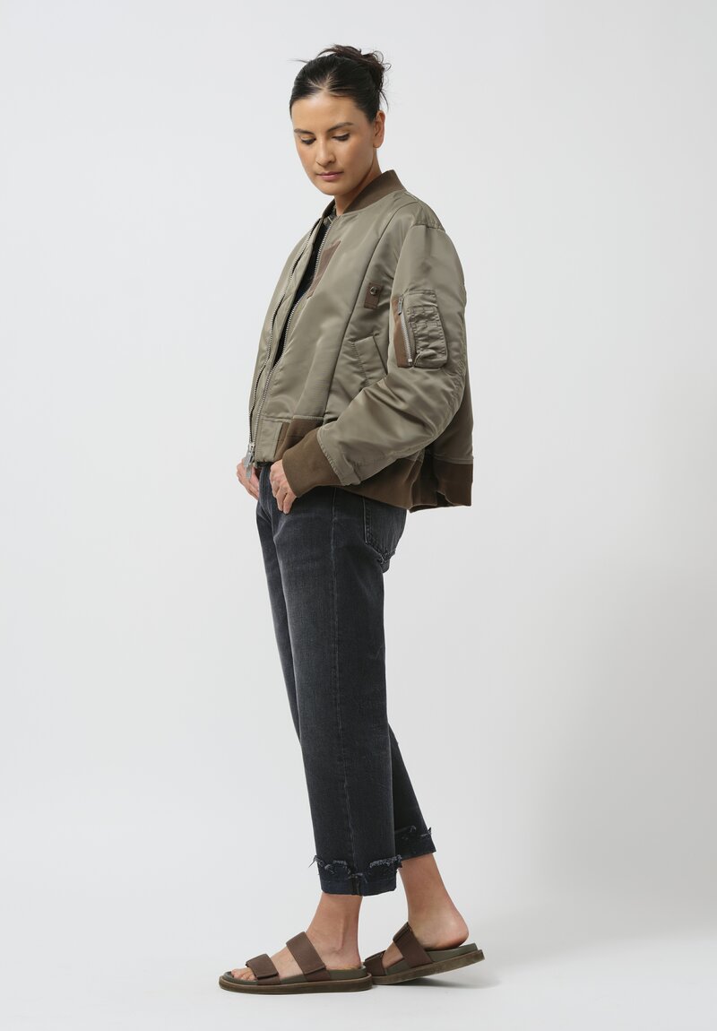 Sacai Nylon Twill Bomber Jacket in Army Green