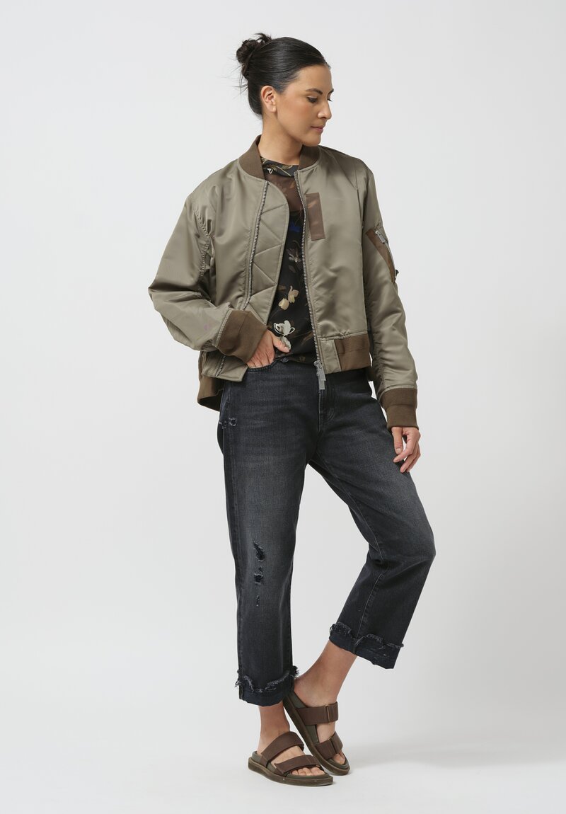 Sacai Nylon Twill Bomber Jacket in Army Green