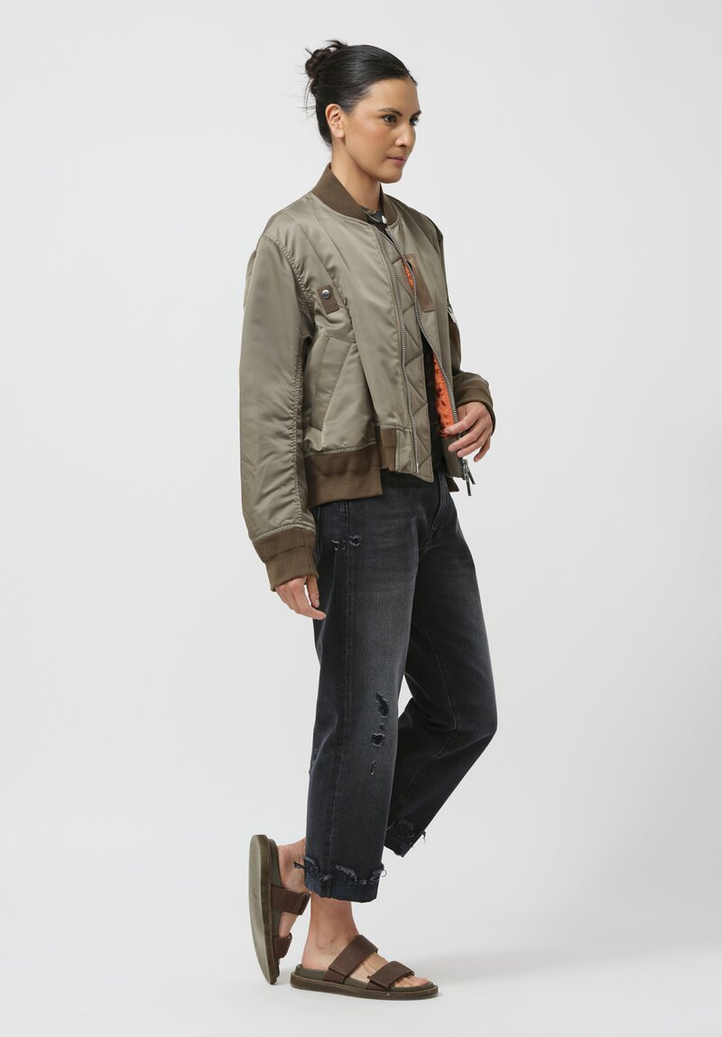 Sacai Nylon Twill Bomber Jacket in Army Green