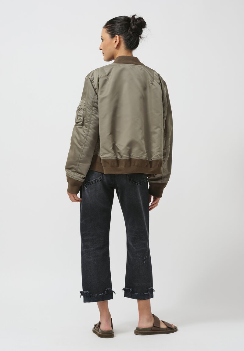 Sacai Nylon Twill Bomber Jacket in Army Green