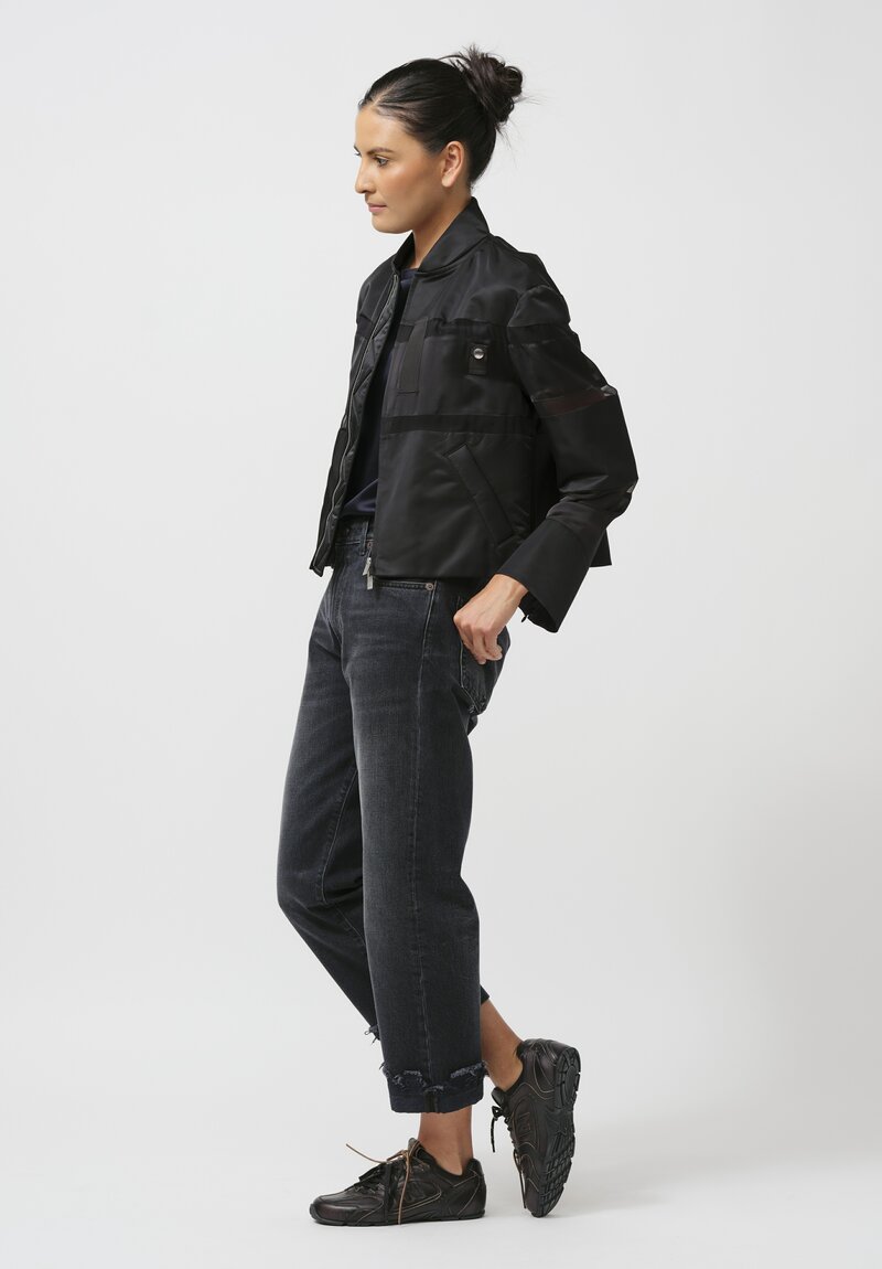 Sacai Paneled Nylon Twill & Mesh Blouson Jacket in Black