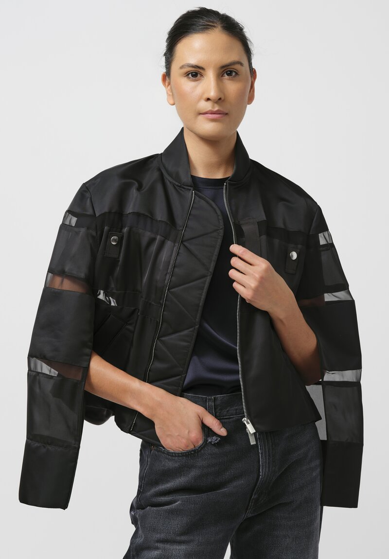 Sacai Paneled Nylon Twill & Mesh Blouson Jacket in Black