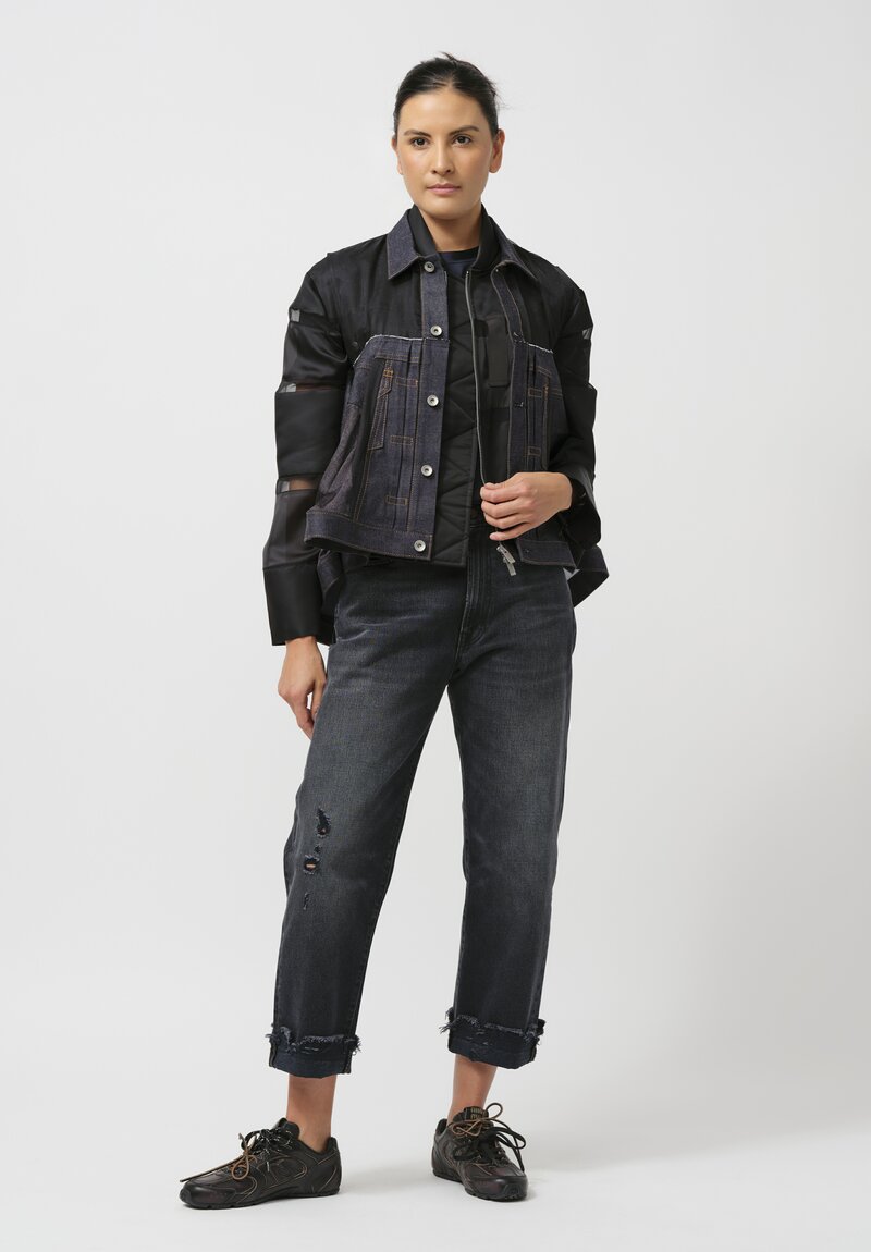 Sacai Paneled Nylon Twill & Mesh Blouson Jacket in Black