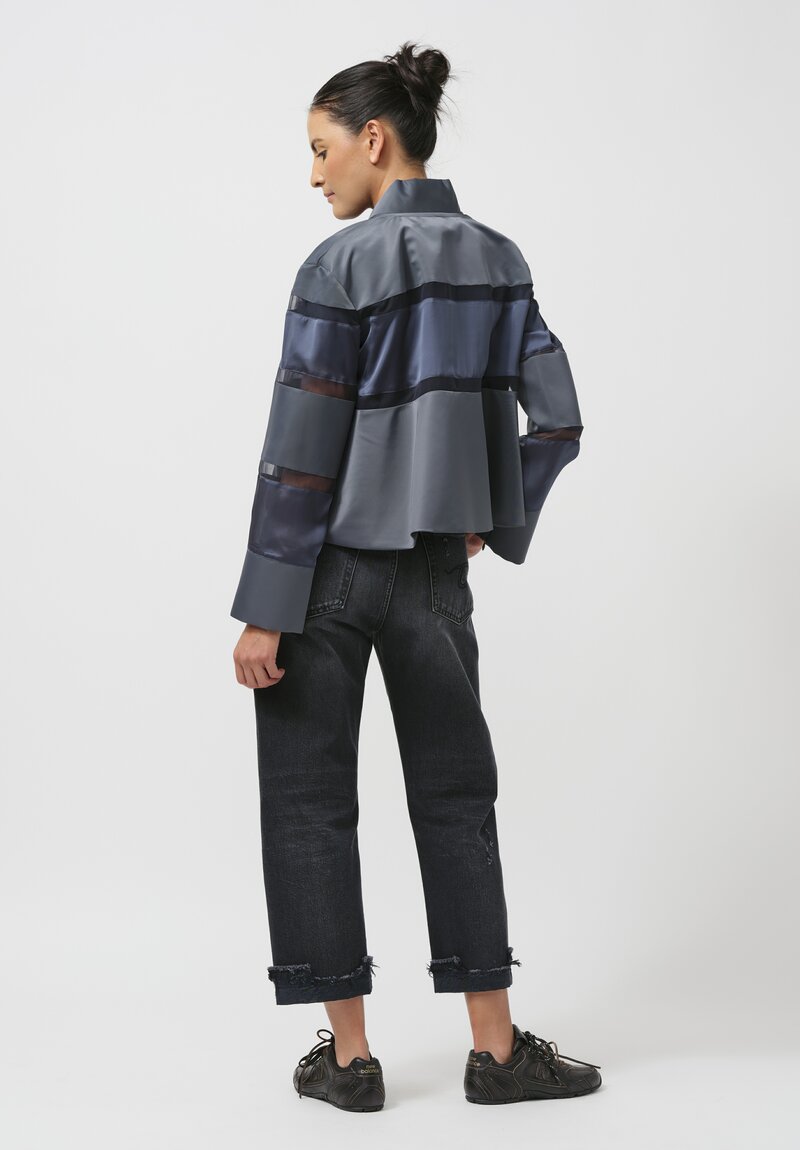 Sacai Paneled Nylon Twill & Mesh Blouson Jacket in Steel Blue