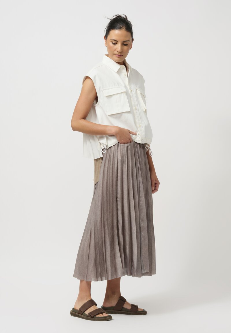 Sacai Pleated-Back Denim Shirt in White