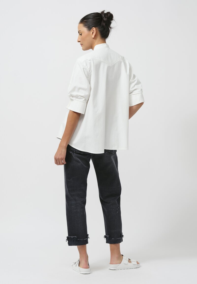 Sacai Knit & Denim Paneled Pullover in White