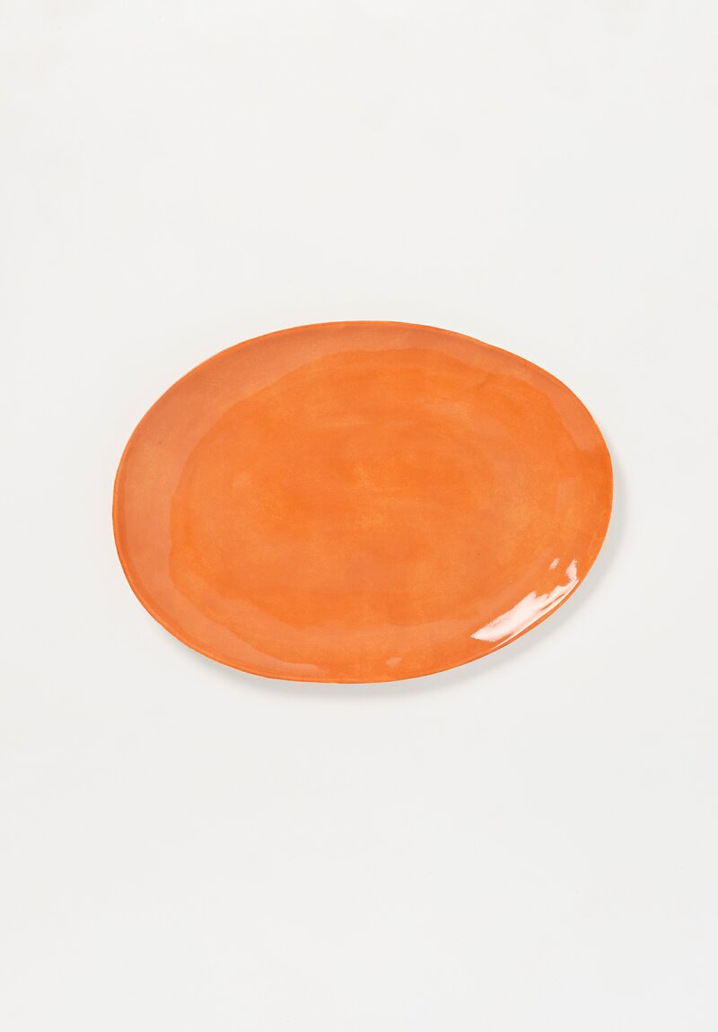 Stamperia Bertozzi Handmade Porcelain Medium Oval Barchetta Plate Arancio Orange