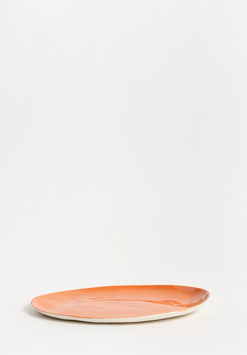 Stamperia Bertozzi Handmade Porcelain Medium Oval Barchetta Plate Arancio Orange