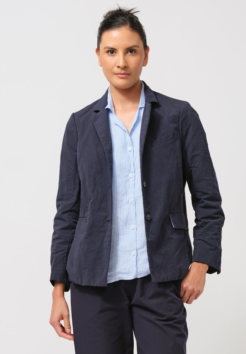 Bergfabel Cotton & Linen Short Giulia Jacket in Navy Blue