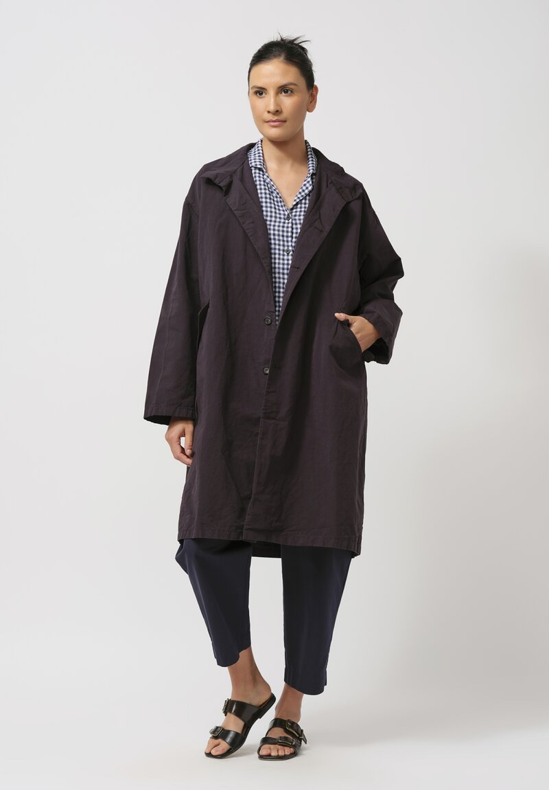 Bergfabel Cotton & Linen Oversized Coat in Black Bean