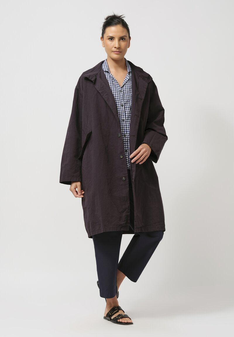 Bergfabel Cotton & Linen Oversized Coat in Black Bean