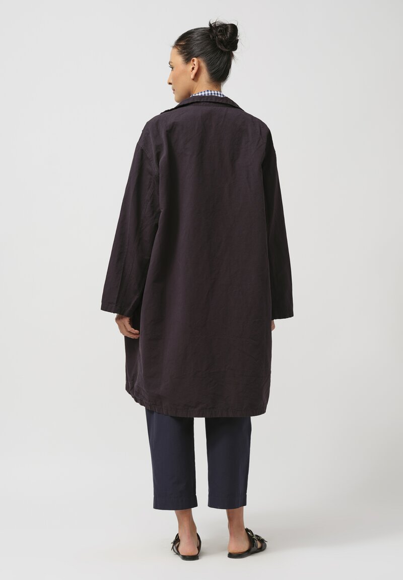 Bergfabel Cotton & Linen Oversized Coat in Black Bean