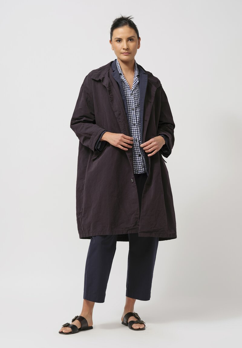 Bergfabel Cotton & Linen Oversized Coat in Black Bean