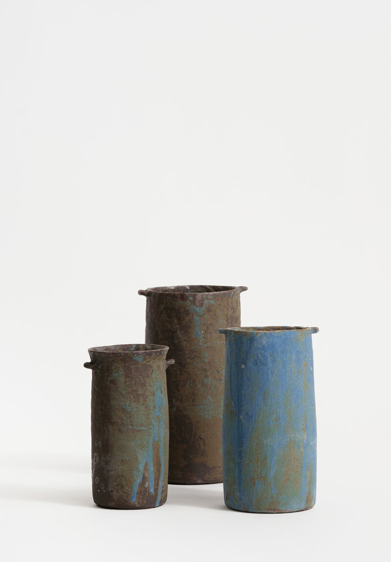 Nobue Ibaraki Large Poignee Long Vase in Weathered Lapis	