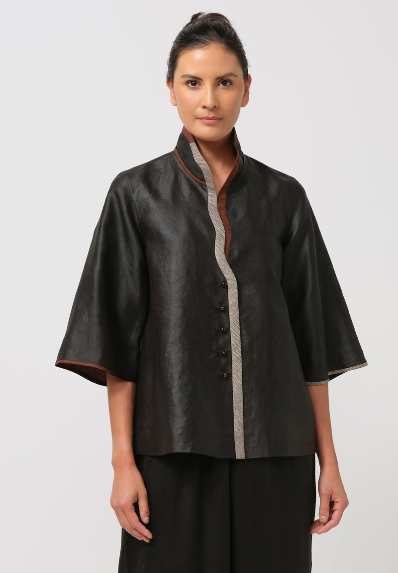 Sophie Hong Mud Silk Glass Bead Button-Down Shirt