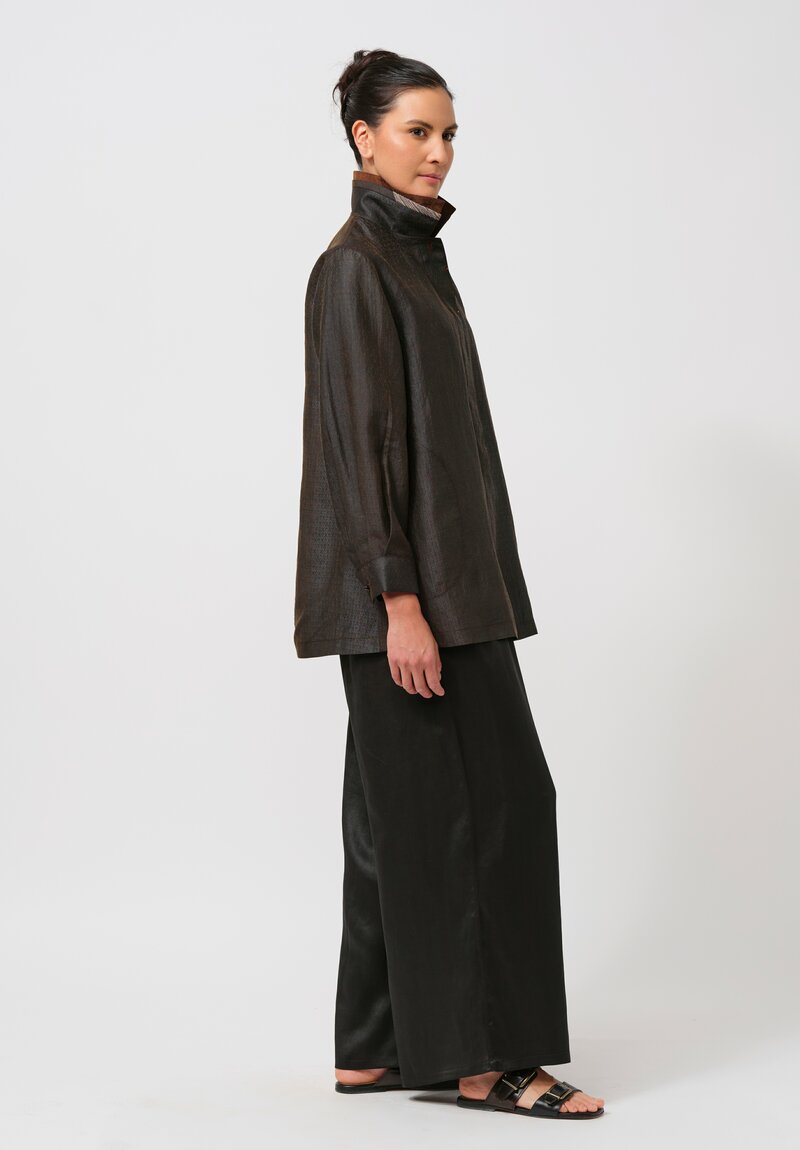 Sophie Hong Diamond Embossed Mud Silk Button-Down Shirt