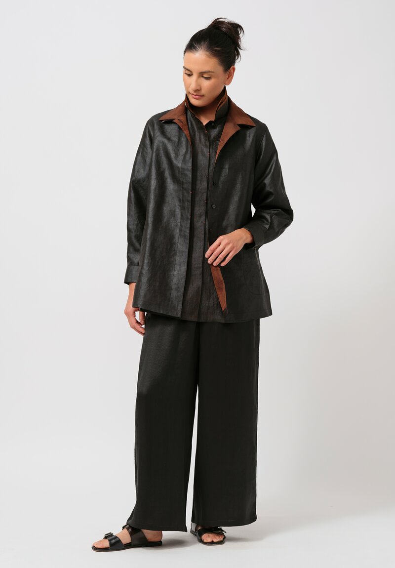 Sophie Hong Diamond Embossed Mud Silk Button-Down Shirt