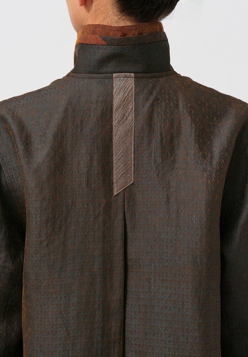 Sophie Hong Diamond Embossed Mud Silk Button-Down Shirt