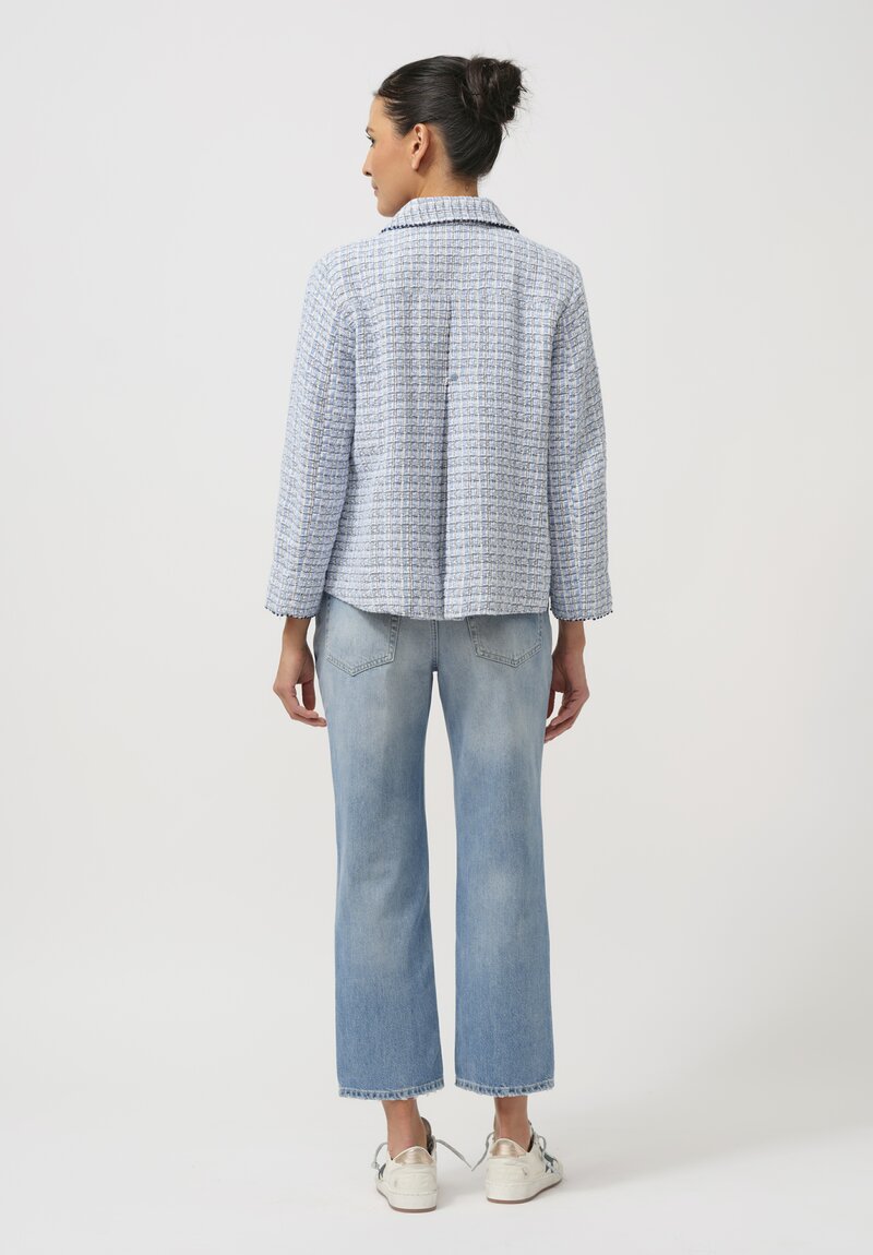 Péro Cotton Jacket in Light Blue Tweed