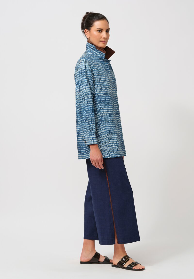 Sophie Hong Silk Button-Down Shirt in Indigo Shibori