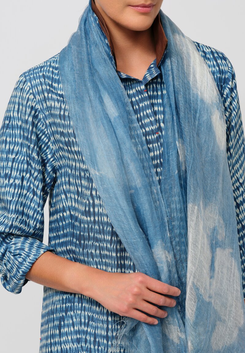 Sophie Hong Silk Button-Down Shirt in Indigo Shibori