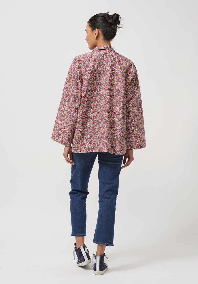 Péro Cotton Button-Down Shirt in Red Floral