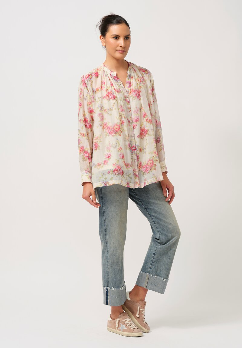 Pero Silk & Cotton Button Down with Layered Camisole