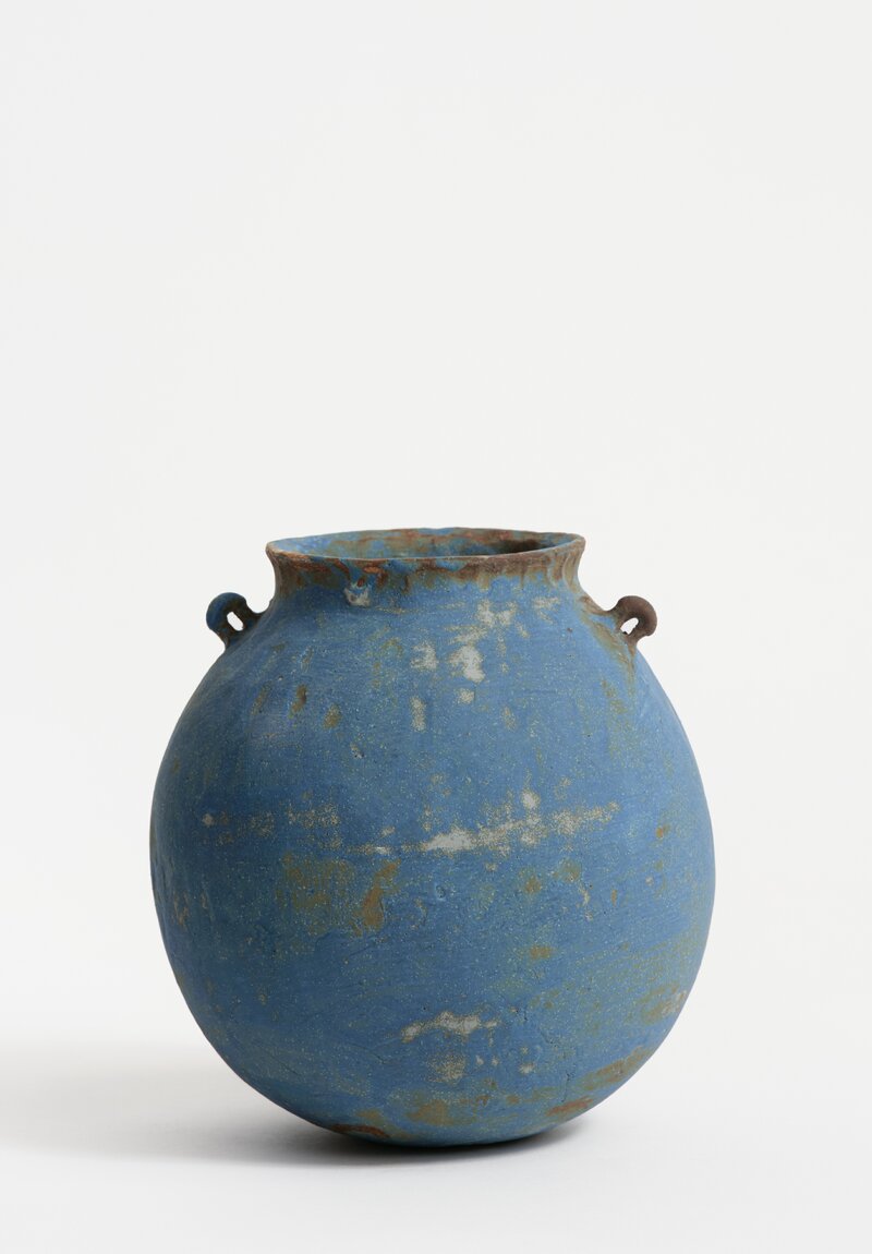 Nobue Ibaraki XXXL Round Vase Poignées in Weathered Lapis Blue	