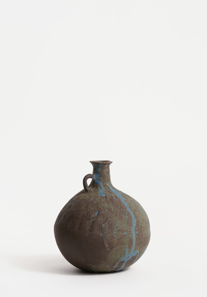 Nobue Ibaraki Large Poignée Vase in Weathered Lapis Brown	