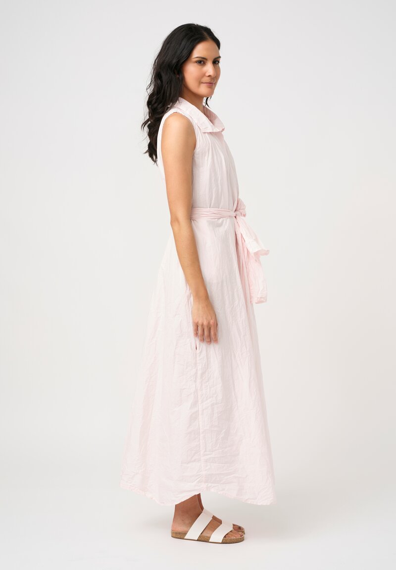 Daniela Gregis Washed Cotton Spicchi Colletto Sleeveless Dress in Rosa Pink
