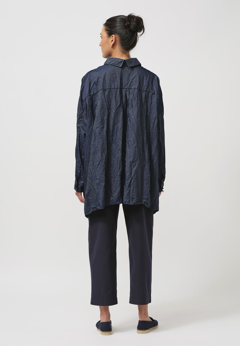 Daniela Gregis Washed Cotton Uomo Larghissima Shirt in Navy Blue Denim