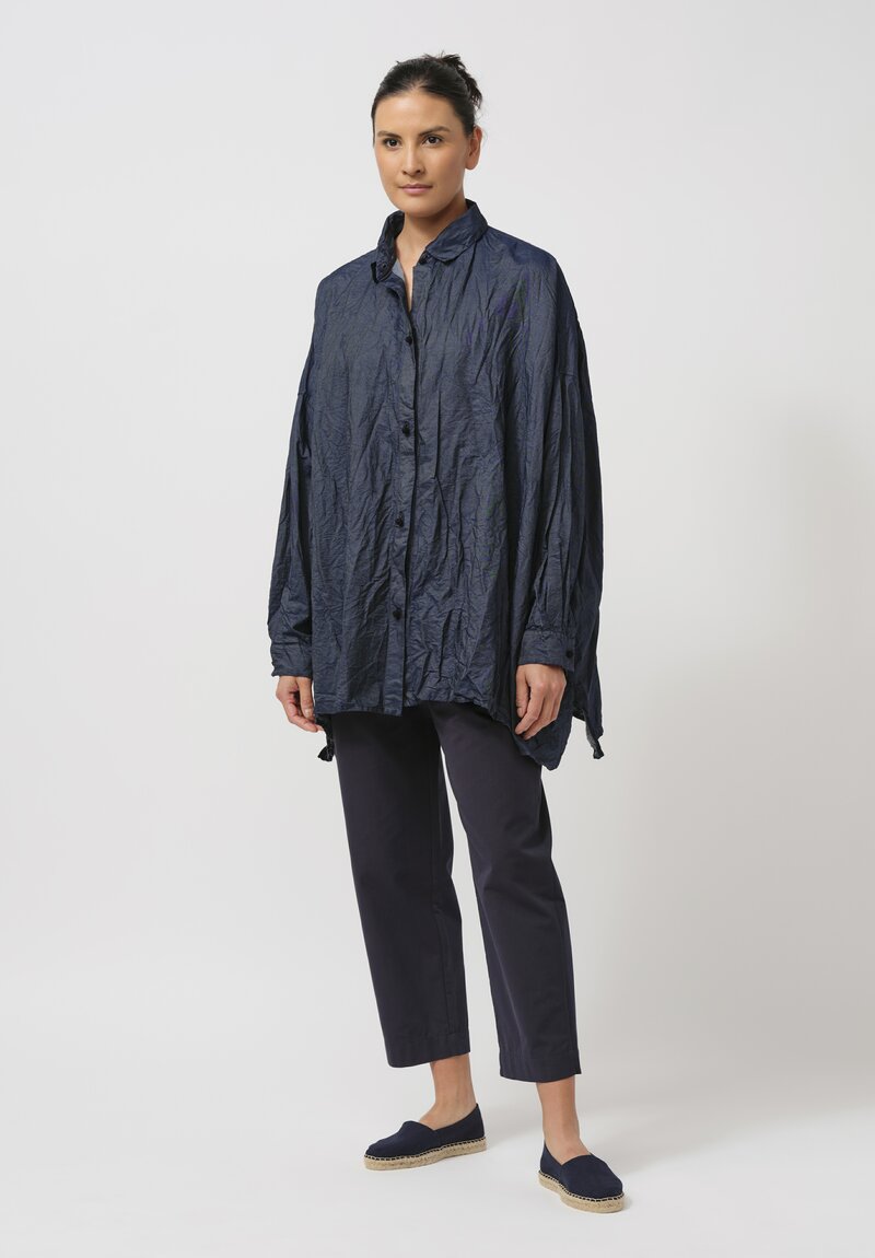 Daniela Gregis Washed Cotton Uomo Larghissima Shirt in Navy Blue Denim