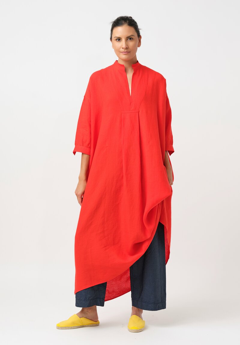 Daniela Gregis Washed Cotton Kora Lungo Tunic in Arancio Red